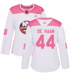 Women's Adidas New York Islanders #44 Calvin de Haan Authentic White/Pink Fashion NHL Jersey