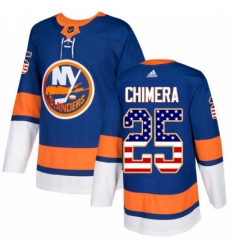 Men's Adidas New York Islanders #25 Jason Chimera Authentic Royal Blue USA Flag Fashion NHL Jersey