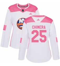 Women's Adidas New York Islanders #25 Jason Chimera Authentic White/Pink Fashion NHL Jersey