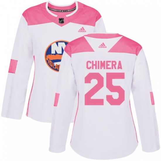 Women's Adidas New York Islanders #25 Jason Chimera Authentic White/Pink Fashion NHL Jersey Women's Adidas New York Islanders #25 Jason Chimera Authentic White/Pink Fashion NHL Jersey
