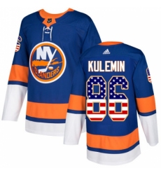 Men's Adidas New York Islanders #86 Nikolay Kulemin Authentic Royal Blue USA Flag Fashion NHL Jersey