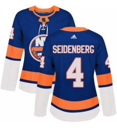 Women's Adidas New York Islanders #4 Dennis Seidenberg Authentic Royal Blue Home NHL Jersey