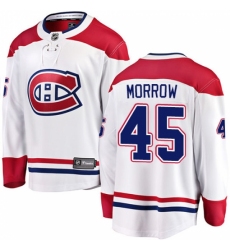 Men's Montreal Canadiens #45 Joe Morrow Authentic White Away Fanatics Branded Breakaway NHL Jersey