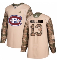 Youth Adidas Montreal Canadiens #13 Peter Holland Authentic Camo Veterans Day Practice NHL Jersey