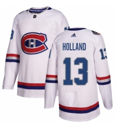 Youth Adidas Montreal Canadiens #13 Peter Holland Authentic White 2017 100 Classic NHL Jersey