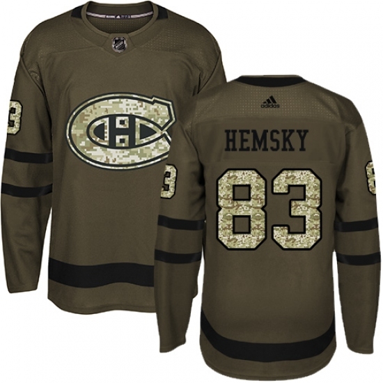 Men's Adidas Montreal Canadiens #83 Ales Hemsky Authentic Green Salute to Service NHL Jersey Men's Adidas Montreal Canadiens #83 Ales Hemsky Authentic Green Salute to Service NHL Jersey