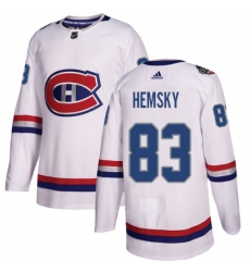 Men's Adidas Montreal Canadiens #83 Ales Hemsky Authentic White 2017 100 Classic NHL Jersey