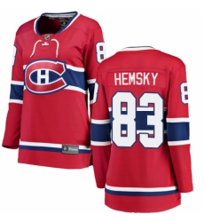 Women's Montreal Canadiens #83 Ales Hemsky Authentic Red Home Fanatics Branded Breakaway NHL Jersey