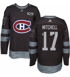 Men's Adidas Montreal Canadiens #17 Torrey Mitchell Authentic Black 1917-2017 100th Anniversary NHL Jersey