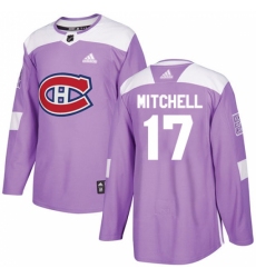 Men's Adidas Montreal Canadiens #17 Torrey Mitchell Authentic Purple Fights Cancer Practice NHL Jersey