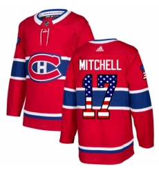 Men's Adidas Montreal Canadiens #17 Torrey Mitchell Authentic Red USA Flag Fashion NHL Jersey