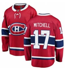Men's Montreal Canadiens #17 Torrey Mitchell Authentic Red Home Fanatics Branded Breakaway NHL Jersey