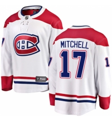 Men's Montreal Canadiens #17 Torrey Mitchell Authentic White Away Fanatics Branded Breakaway NHL Jersey