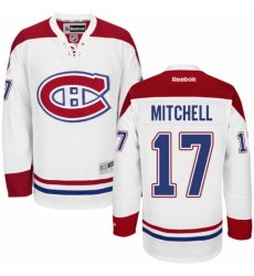 Men's Reebok Montreal Canadiens #17 Torrey Mitchell Authentic White Away NHL Jersey