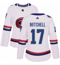 Women's Adidas Montreal Canadiens #17 Torrey Mitchell Authentic White 2017 100 Classic NHL Jersey