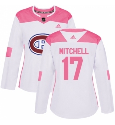 Women's Adidas Montreal Canadiens #17 Torrey Mitchell Authentic White/Pink Fashion NHL Jersey