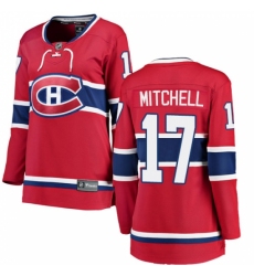 Women's Montreal Canadiens #17 Torrey Mitchell Authentic Red Home Fanatics Branded Breakaway NHL Jersey