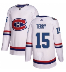 Men's Adidas Montreal Canadiens #15 Chris Terry Authentic White 2017 100 Classic NHL Jersey