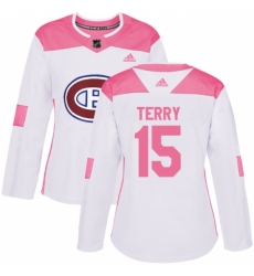 Women's Adidas Montreal Canadiens #15 Chris Terry Authentic White/Pink Fashion NHL Jersey