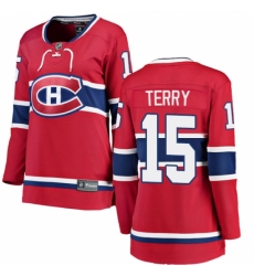 Women's Montreal Canadiens #15 Chris Terry Authentic Red Home Fanatics Branded Breakaway NHL Jersey