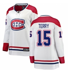 Women's Montreal Canadiens #15 Chris Terry Authentic White Away Fanatics Branded Breakaway NHL Jersey