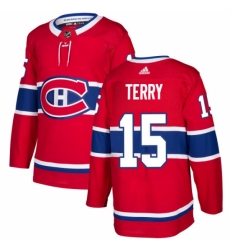 Youth Adidas Montreal Canadiens #15 Chris Terry Authentic Red Home NHL Jersey