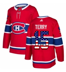 Youth Adidas Montreal Canadiens #15 Chris Terry Authentic Red USA Flag Fashion NHL Jersey