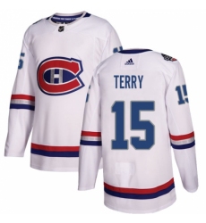Youth Adidas Montreal Canadiens #15 Chris Terry Authentic White 2017 100 Classic NHL Jersey