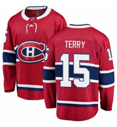 Youth Montreal Canadiens #15 Chris Terry Authentic Red Home Fanatics Branded Breakaway NHL Jersey