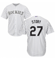 Men's Majestic Colorado Rockies #27 Trevor Story Replica White Home Cool Base MLB Jersey