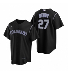 Men's Nike Colorado Rockies #27 Trevor Story Black Alternate Stitched Baseball Jersey