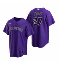 Men's Nike Colorado Rockies #27 Trevor Story Purple Alternate Stitched Baseball Jersey