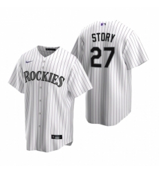 Men's Nike Colorado Rockies #27 Trevor Story White Home Stitched Baseball Jersey