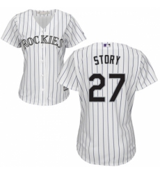 Women's Majestic Colorado Rockies #27 Trevor Story Replica White Home Cool Base MLB Jersey