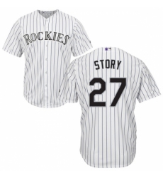 Youth Majestic Colorado Rockies #27 Trevor Story Replica White Home Cool Base MLB Jersey