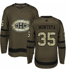 Men's Adidas Montreal Canadiens #35 Al Montoya Authentic Green Salute to Service NHL Jersey