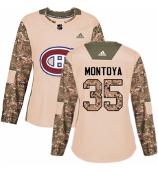 Women's Adidas Montreal Canadiens #35 Al Montoya Authentic Camo Veterans Day Practice NHL Jersey