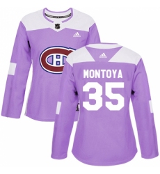 Women's Adidas Montreal Canadiens #35 Al Montoya Authentic Purple Fights Cancer Practice NHL Jersey