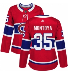 Women's Adidas Montreal Canadiens #35 Al Montoya Authentic Red Home NHL Jersey