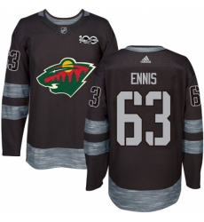 Men's Adidas Minnesota Wild #63 Tyler Ennis Authentic Black 1917-2017 100th Anniversary NHL Jersey