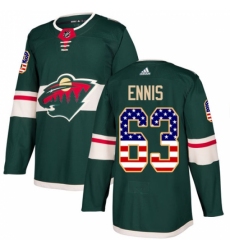 Men's Adidas Minnesota Wild #63 Tyler Ennis Authentic Green USA Flag Fashion NHL Jersey