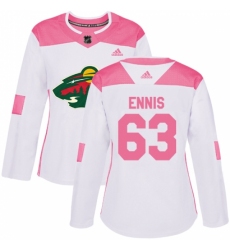 Women's Adidas Minnesota Wild #63 Tyler Ennis Authentic White/Pink Fashion NHL Jersey