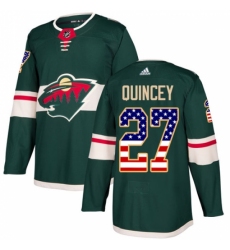 Men's Adidas Minnesota Wild #27 Kyle Quincey Authentic Green USA Flag Fashion NHL Jersey