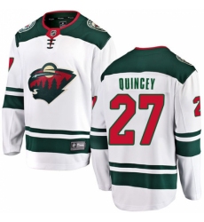 Men's Minnesota Wild #27 Kyle Quincey Authentic White Away Fanatics Branded Breakaway NHL Jersey