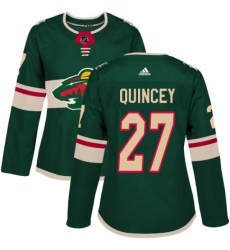 Women's Adidas Minnesota Wild #27 Kyle Quincey Premier Green Home NHL Jersey