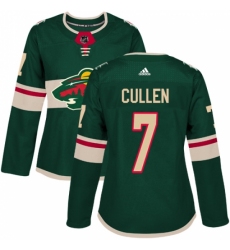 Women's Adidas Minnesota Wild #7 Matt Cullen Authentic Green Home NHL Jersey