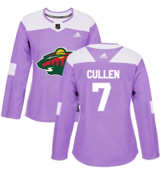 Women's Adidas Minnesota Wild #7 Matt Cullen Authentic Purple Fights Cancer Practice NHL Jersey