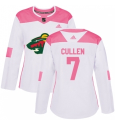 Women's Adidas Minnesota Wild #7 Matt Cullen Authentic White/Pink Fashion NHL Jersey