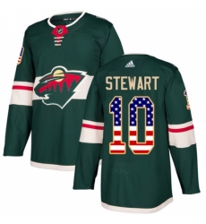 Men's Adidas Minnesota Wild #10 Chris Stewart Authentic Green USA Flag Fashion NHL Jersey Men's Adidas Minnesota Wild #10 Chris Stewart Authentic Green USA Flag Fashion NHL Jersey
