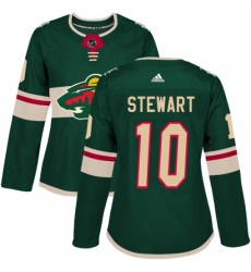 Women's Adidas Minnesota Wild #10 Chris Stewart Authentic Green Home NHL Jersey
